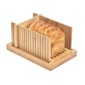 Detachable Bamboo Bread Slicer with Knife and Tray