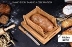 Bamboo Bread Slicer with Crumb Tray - Adjustable