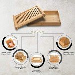 Bamboo Bread Slicer with Crumb Tray - Adjustable
