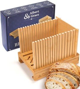 Bamboo Bread Slicer with Adjustable Width Guides