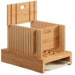 Bamboo Adjustable Bread Slicer with Crumb Catcher