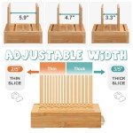 Bamboo Adjustable Bread Slicer with Crumb Catcher