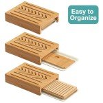Bamboo Adjustable Bread Slicer with Crumb Catcher