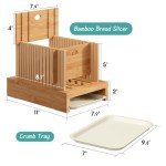 Bamboo Adjustable Bread Slicer with Crumb Catcher