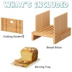 Bamboo Adjustable Bread Slicer with Crumb Catcher