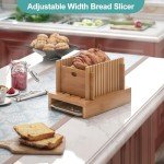 Bamboo Adjustable Bread Slicer with Crumb Catcher