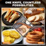 HAOIOKSC Wooden Bread Slicer & Serrated Knife