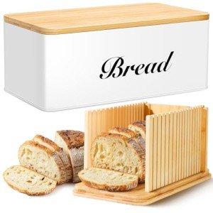 RYTOXILO Bread Slicer with Bamboo Lid and Box