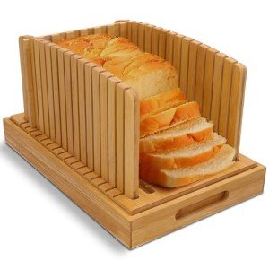 Compact Adjustable Bread Slicer with Crumb Tray
