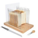 Bamboo Bread Slicer with Knife and Crumb Tray