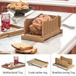 Bamboo Bread Slicer with Adjustable Thickness Guide
