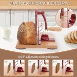 Manual Bread Slicer with Hand Crank - Adjustable Thickness
