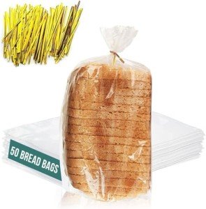 50 Pack Clear Reusable Bread Bags with Ties