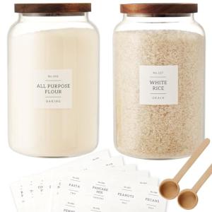 Large Glass Storage Jars with Airtight Lids - 2 Pack