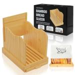 MinBoo Bamboo Bread Slicer with Crumb Tray