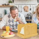 MinBoo Bamboo Bread Slicer with Crumb Tray