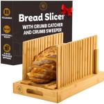 Adjustable Bamboo Bread Slicer with Crumb Tray