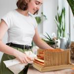 Adjustable Bread Slicer with Cutting Board and Bagel Cutter