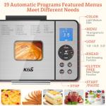 KBS 2LB Automatic Bread Machine Stainless Steel, Ceramic Pan