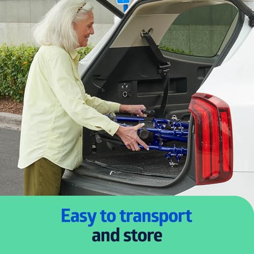 Lightweight Blue Folding Wheelchair with Handbrakes
