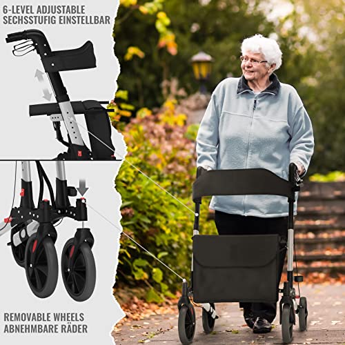 Folding Rollator with Adjustable Seat Height