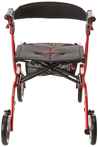 Red Euro-Style Rollator with Seat