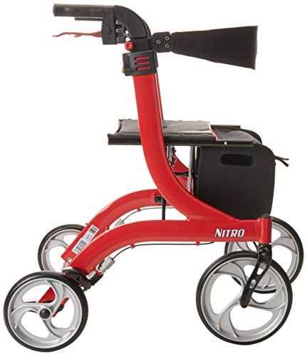 Red Euro-Style Rollator with Seat