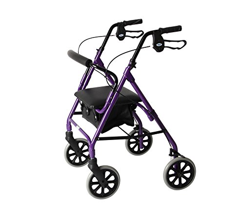 Lightweight Folding Four Wheel Rollator, Purple