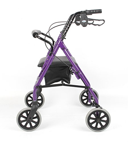 Lightweight Folding Four Wheel Rollator, Purple