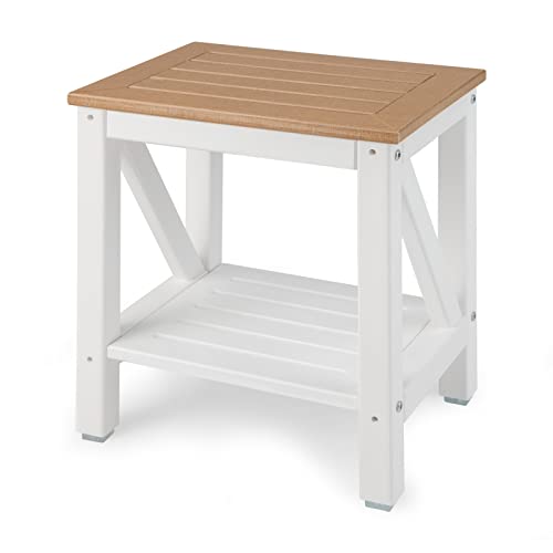Slatted Spa Bath Stool with 2 Shelves