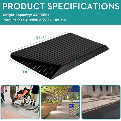 Heavy Duty Rubber Threshold Ramp - 3" Rise