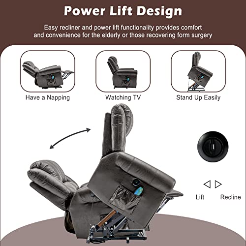 Large Power Lift Massage Recliner for Big Elderly