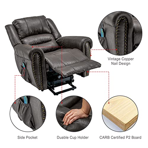 Large Power Lift Massage Recliner for Big Elderly