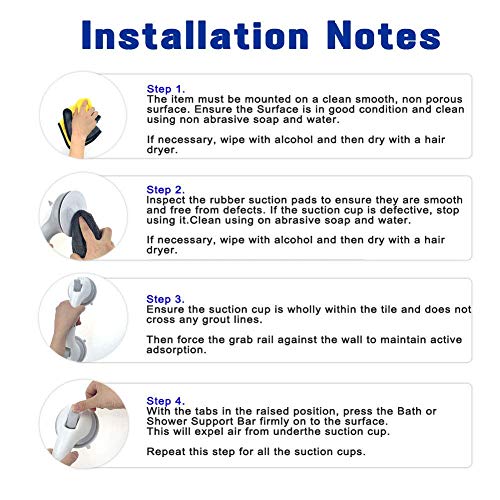 Suction Grab Bar for Bathroom Safety - 15.8