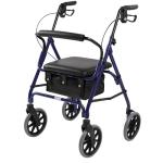 Blue Folding Rollator with Brakes & Seat
