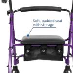 Blue Folding Rollator with Brakes & Seat