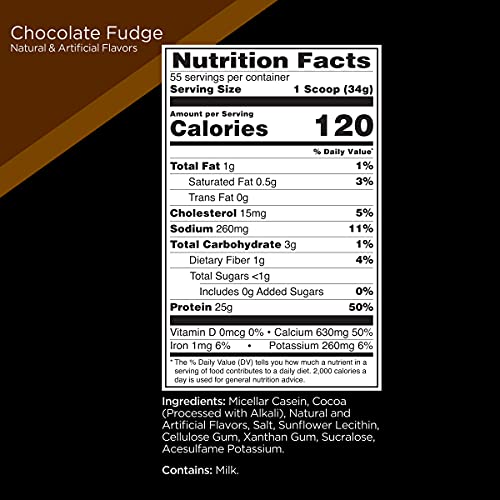 Rule1 R1 Casein Protein Chocolate Fudge, 1.8 kg