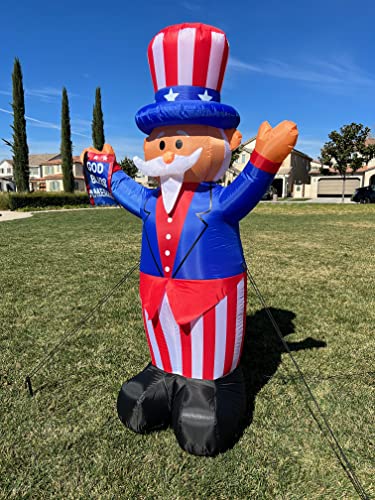6ft Patriotic Uncle Sam Inflatable with LED Lights