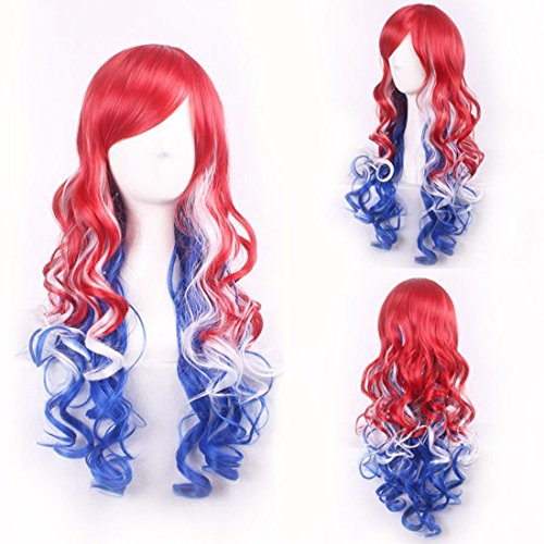 American Flag Wavy Wig for Women