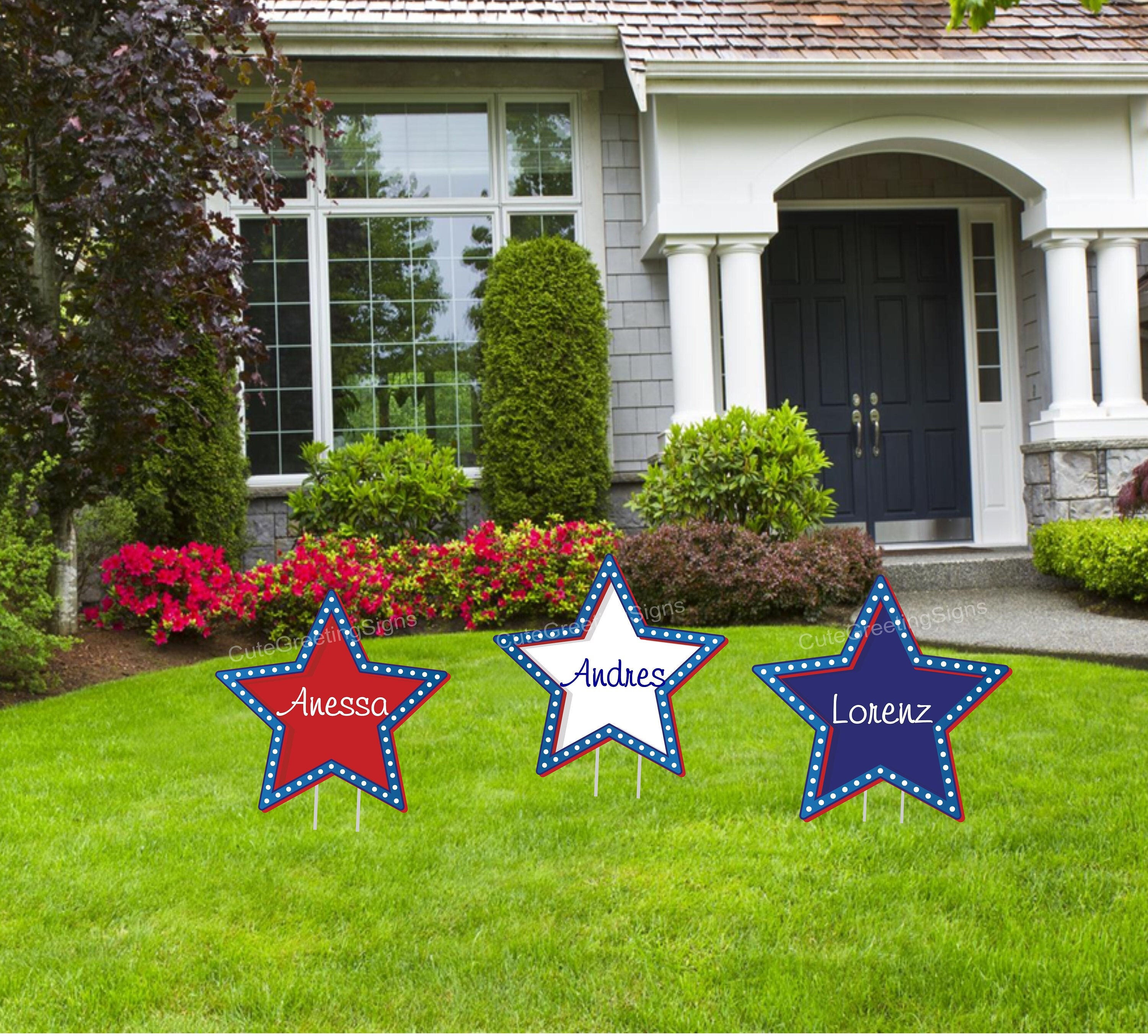 Custom Fourth of July Star Yard Signs