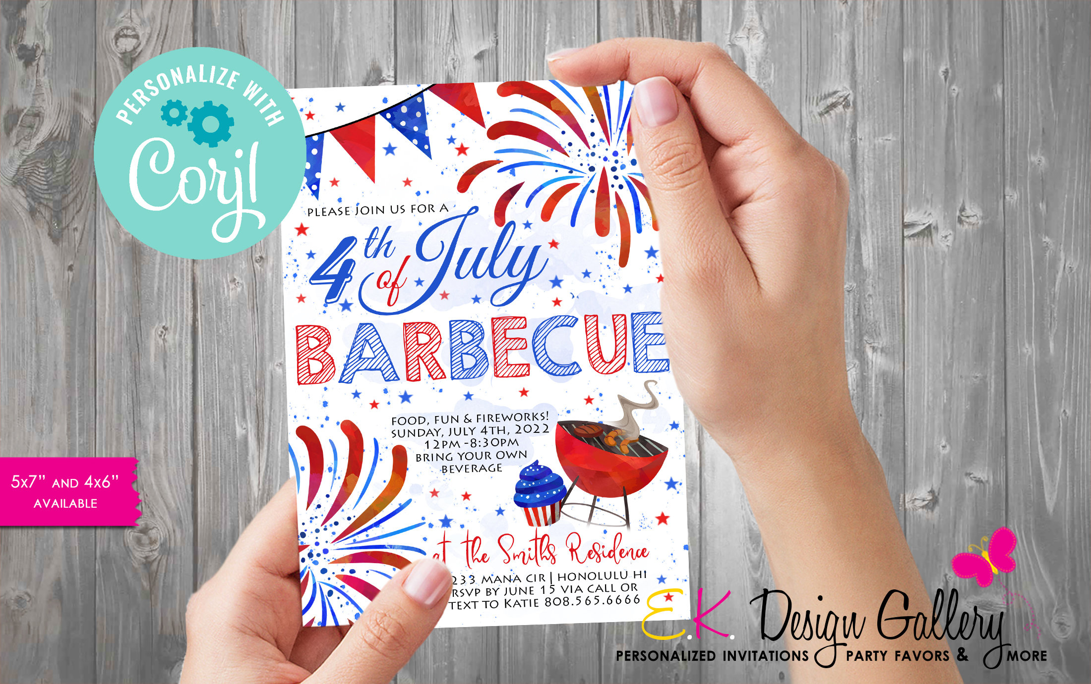 Editable Fourth of July BBQ Invitation Template