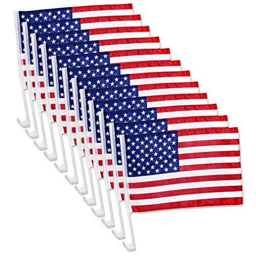 12-Pack USA Flag Car Window Clips