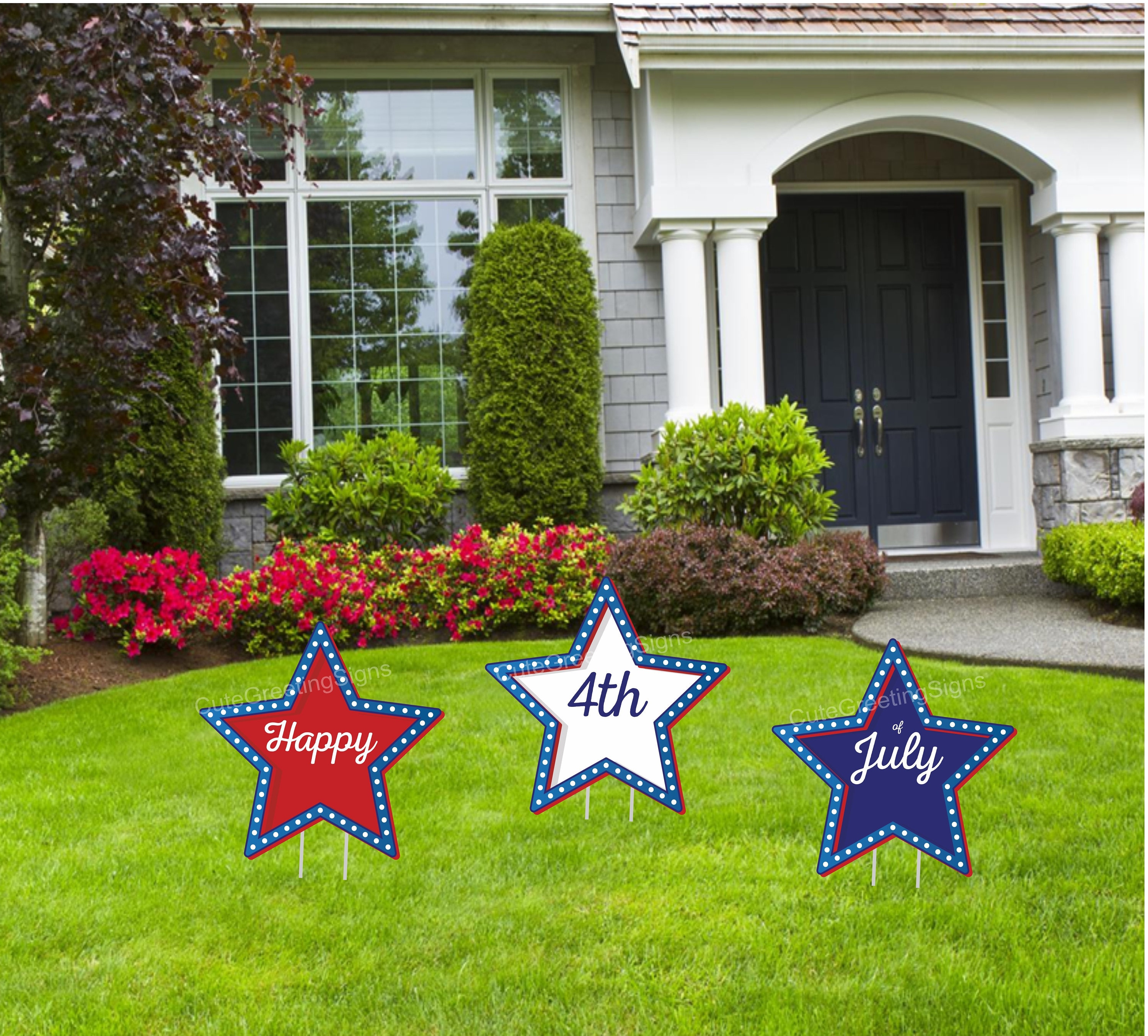 Custom Fourth of July Star Yard Signs