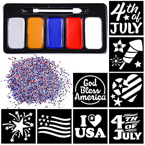 15-Piece Patriotic Face Paint & Stencils Set