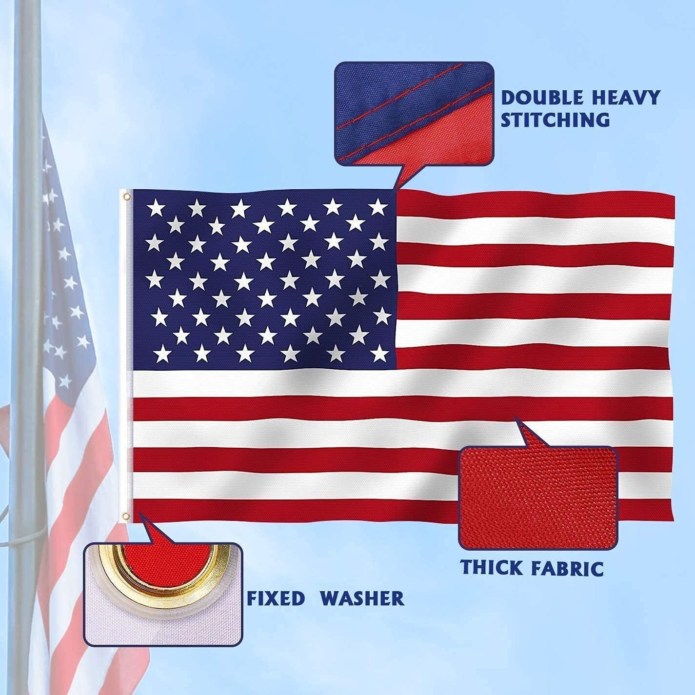 Double Sided 3-Ply Heavy Duty US Flag