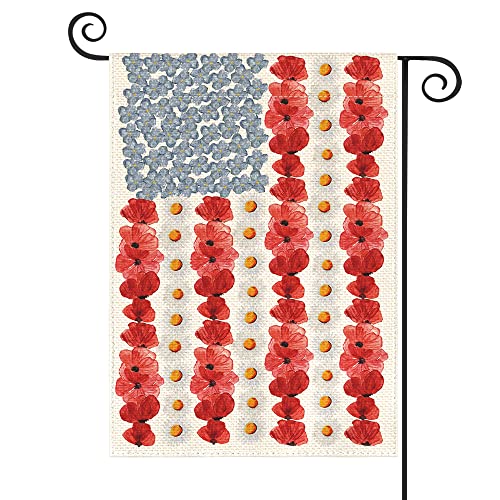 Myosotis Poppy Memorial Garden Flag - Patriotic Decor