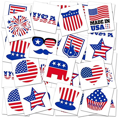 144 Patriotic Kids Temporary Tattoos for 4th of July