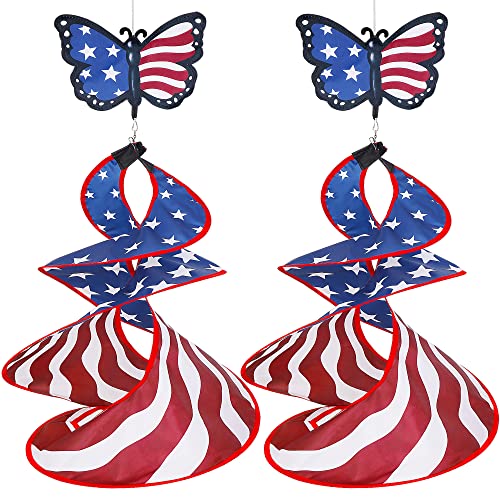 Patriotic Butterfly Wind Spinner Duo Set