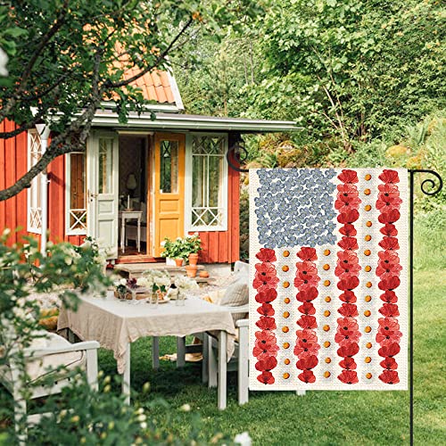 Myosotis Poppy Memorial Garden Flag - Patriotic Decor