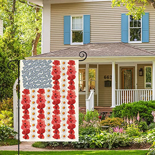 Myosotis Poppy Memorial Garden Flag - Patriotic Decor